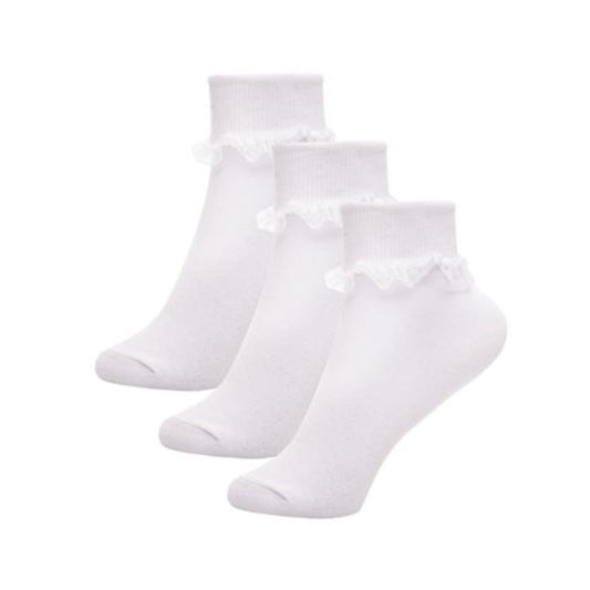 Girls 3 Pack Lace Frill Socks in Size (6-81/2 to 12 1/2 - 3 1/2) (PK6) SK357A