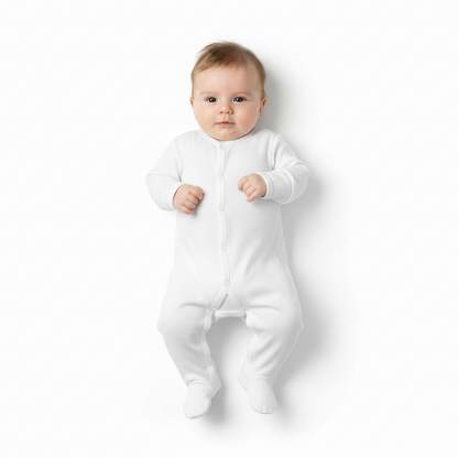 Infants Plain White Sleep Suit