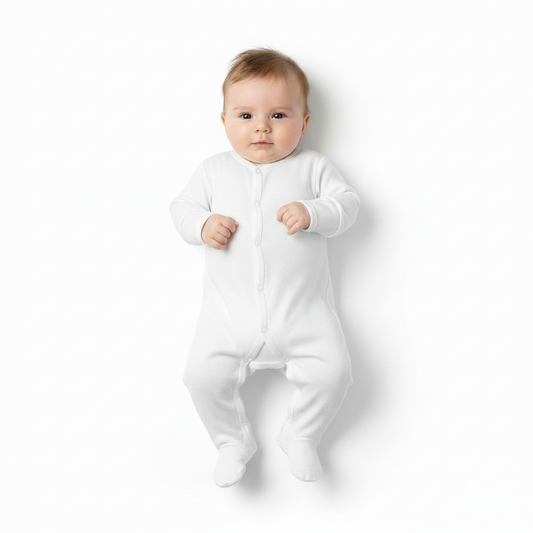Personalized Infants Plain White Sleep Suit