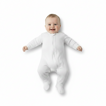 Infants Plain White Sleep Suit