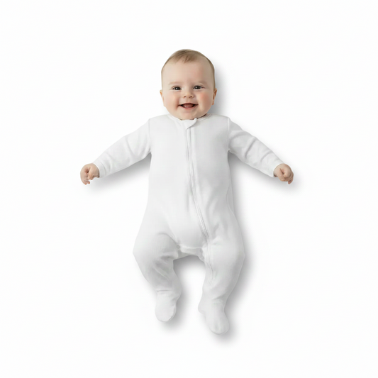 Personalized Infants Plain White Sleep Suit