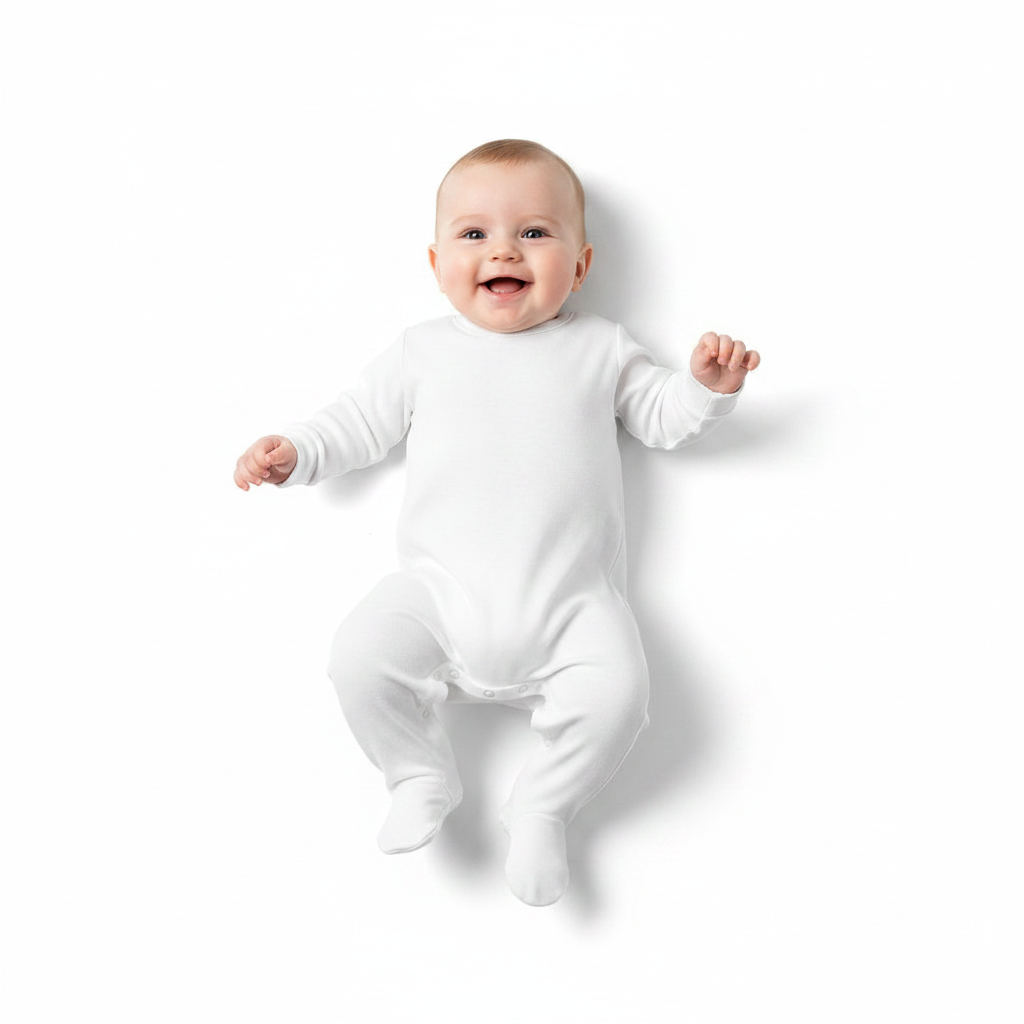 Infants Plain White Sleep Suit