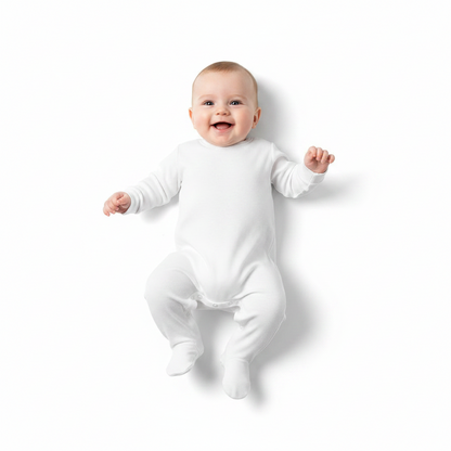 Infants Plain White Sleep Suit