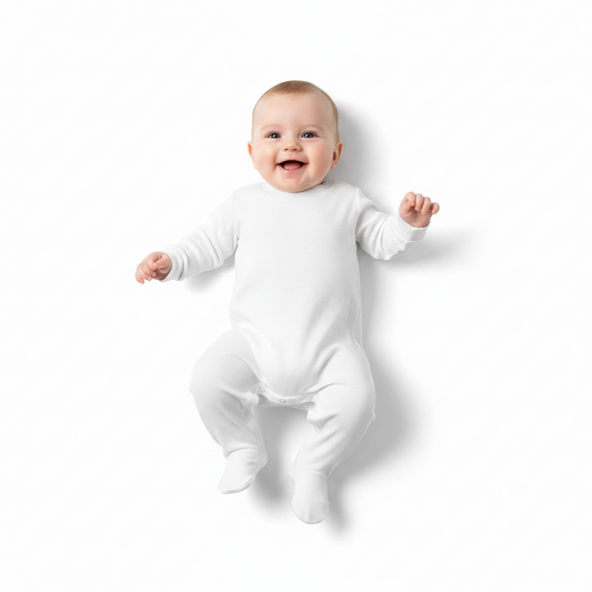 Personalized Infants Plain White Sleep Suit
