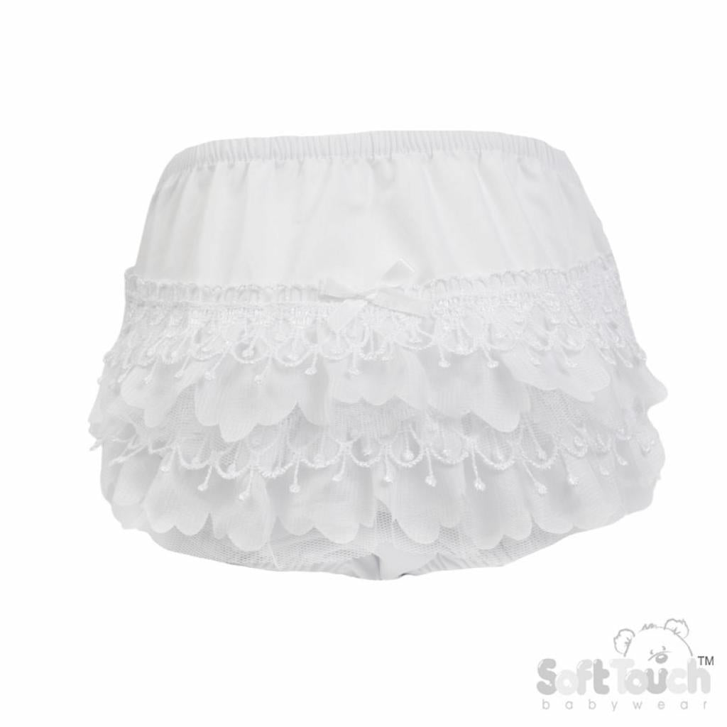 Lace Frilly Pants - White (0-18 Months) (PK6) FP26-W