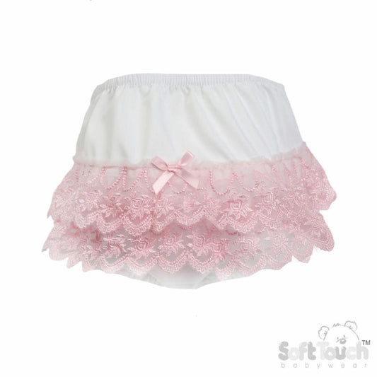 Floral Lace Frilly Pants - Pink (0-18 Months) (PK6) FP28-P