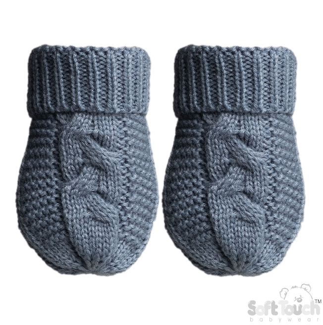 RED INFANTS RECYCLED ACRYLIC CABLE KNIT MITTENS - (NB-12 Months) (PK12) EBM800-R