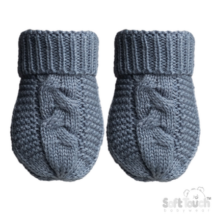 RED INFANTS RECYCLED ACRYLIC CABLE KNIT MITTENS - (NB-12 Months) (PK12) EBM800-R