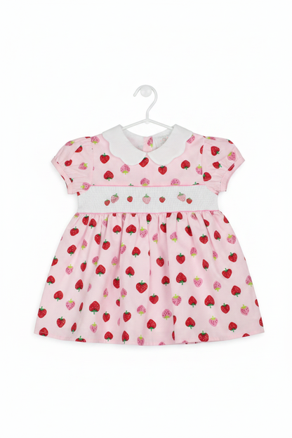 Baby Summer Dress - Pink Strawberries (1 2yrs)