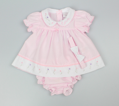 3pc Baby Girls Dress Set - Polka Pink (NB-6m)