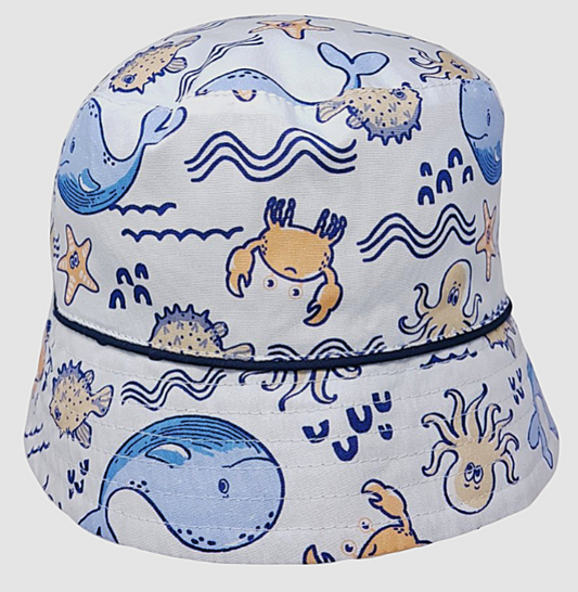 Reversible Baby Boys Bucket Hat - Sea Animals (6-18m) (PK12) 0399