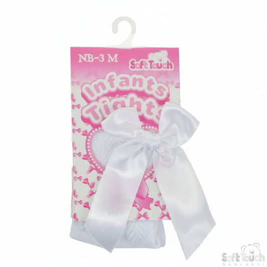 Tights W/Long Bow - White Chevron