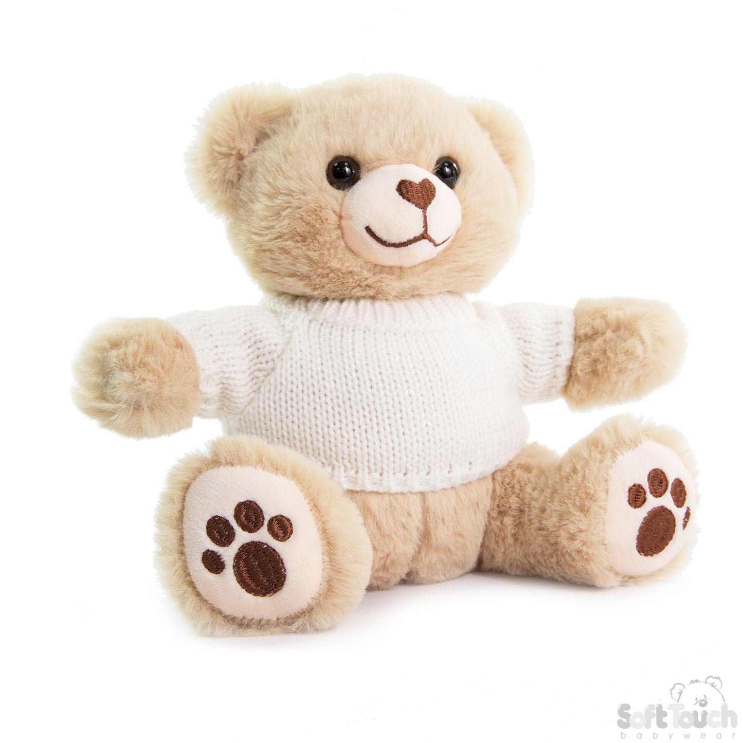 BROWN TEDDY BEAR W/SWEATER & PAWS EMB : TB320 - 20CM- TB320-BR