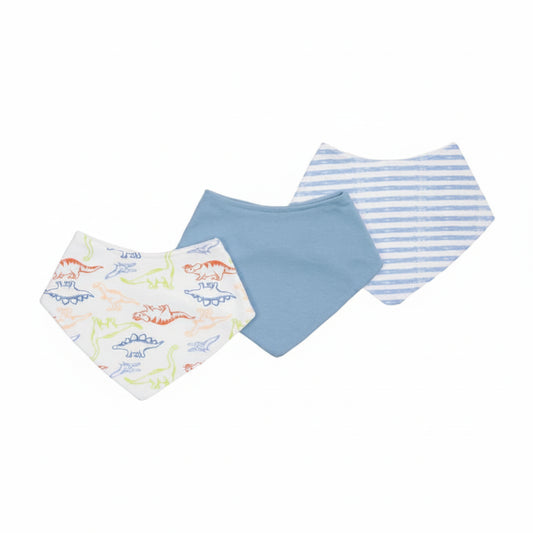 3 Assorted Bandana Baby Bibs – Soft Cotton Infant Bib Set