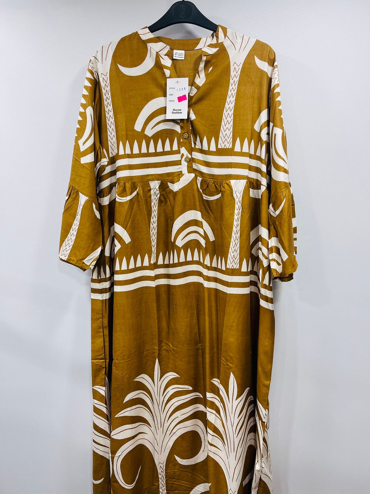 Vibrant Tropical Print Kaftan Maxi Dress