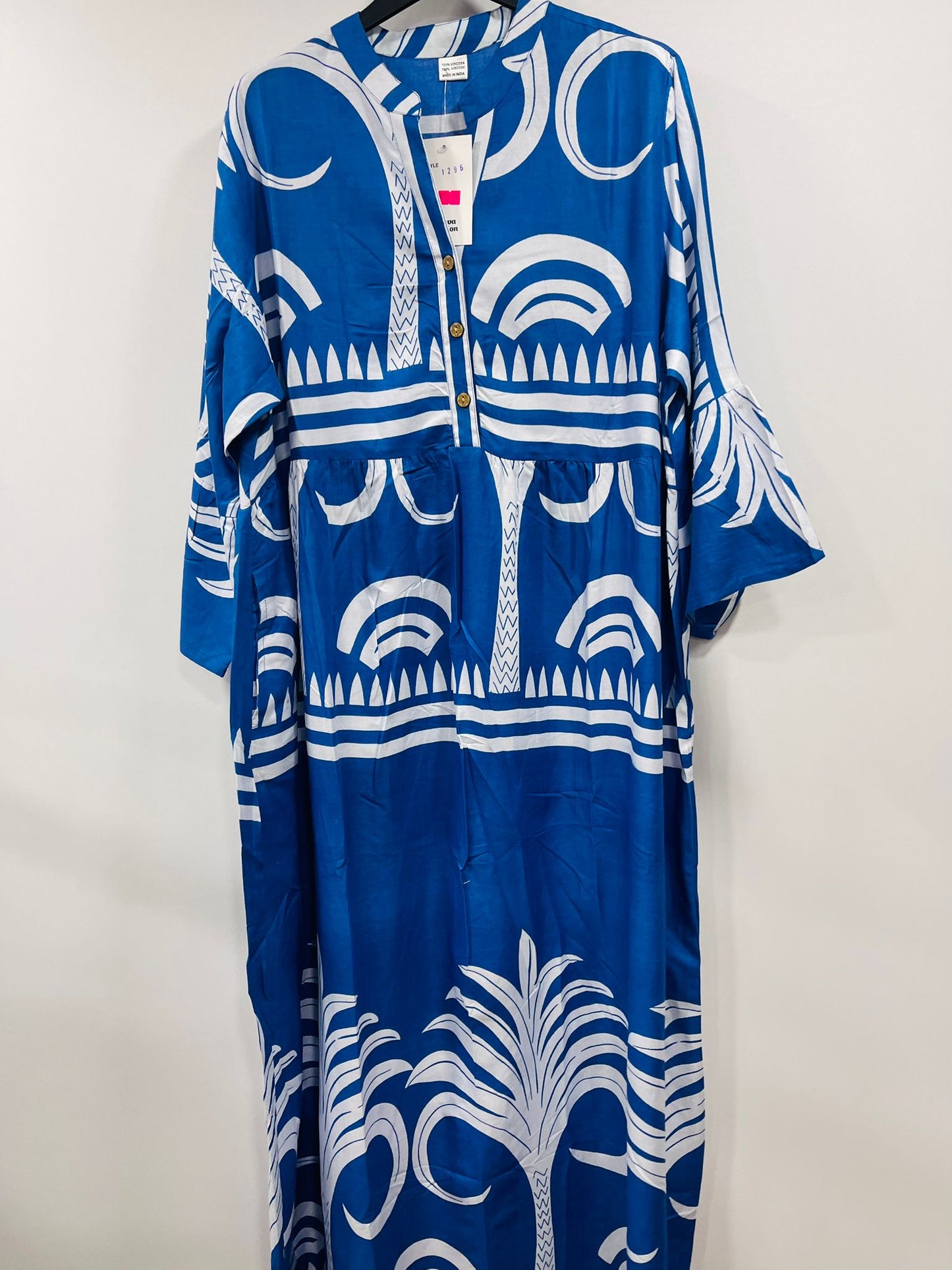 Vibrant Tropical Print Kaftan Maxi Dress