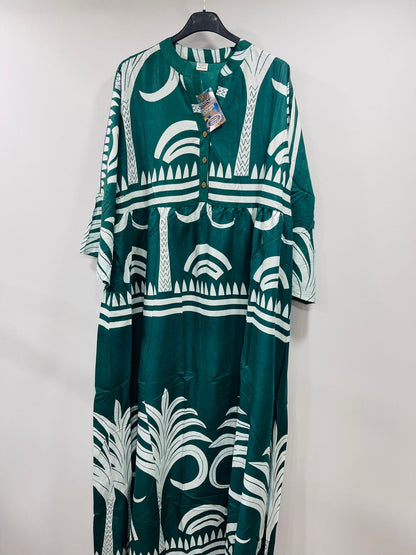 Vibrant Tropical Print Kaftan Maxi Dress