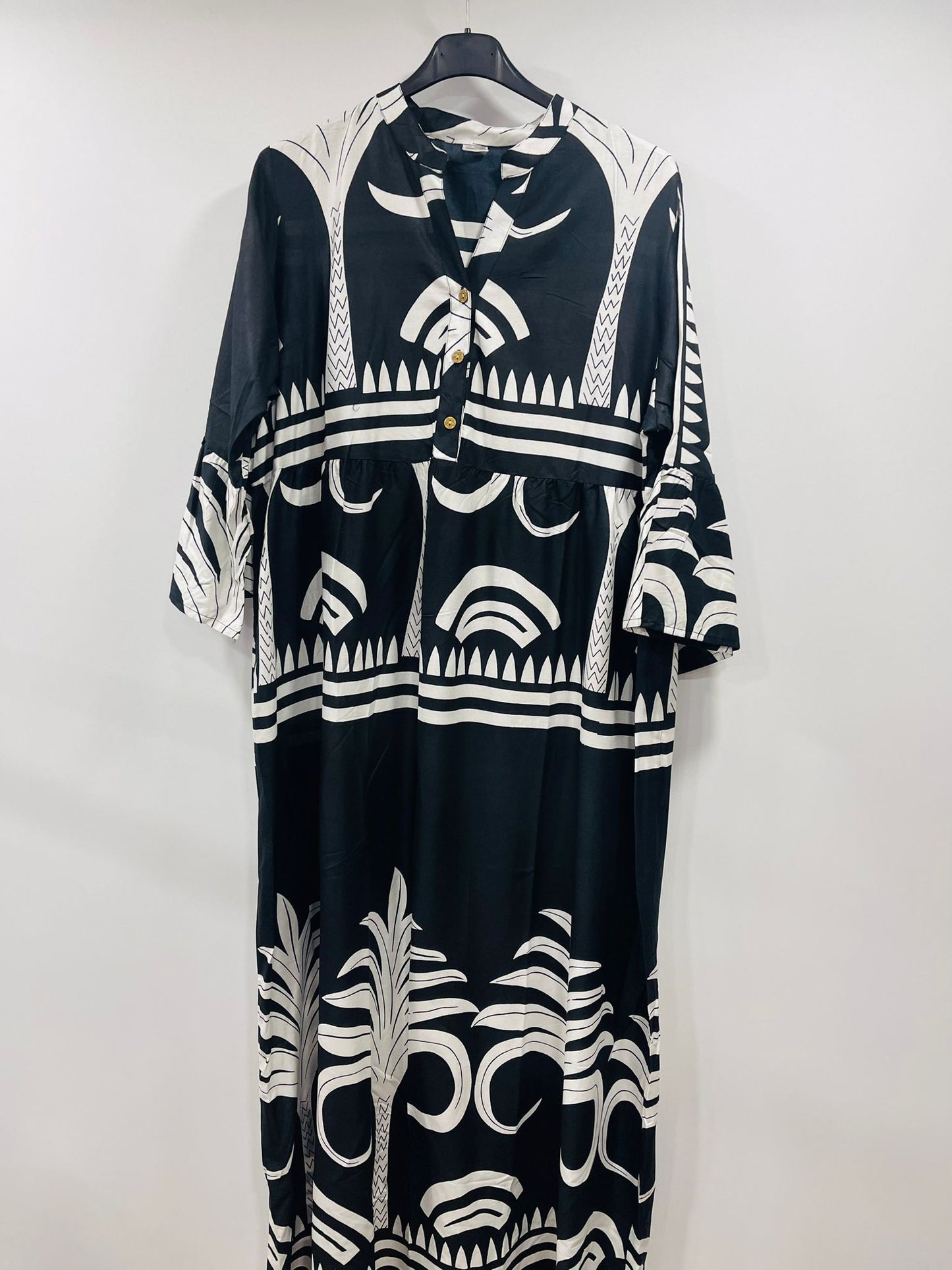 Vibrant Tropical Print Kaftan Maxi Dress