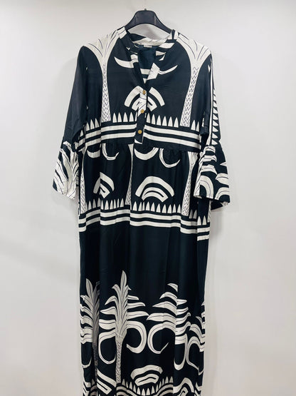 Vibrant Tropical Print Kaftan Maxi Dress