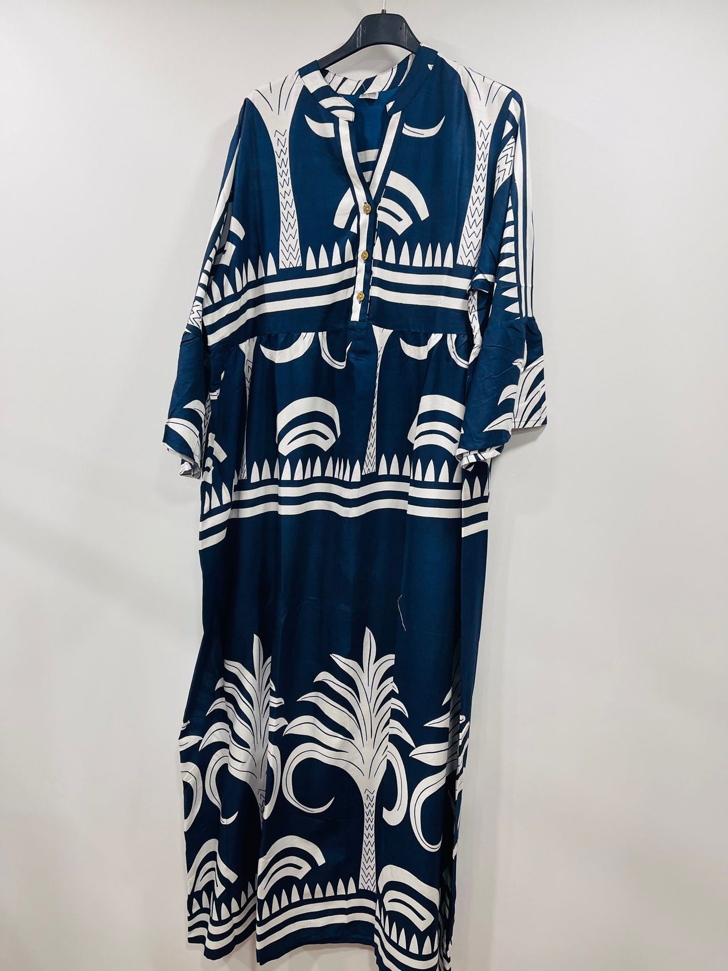 Vibrant Tropical Print Kaftan Maxi Dress