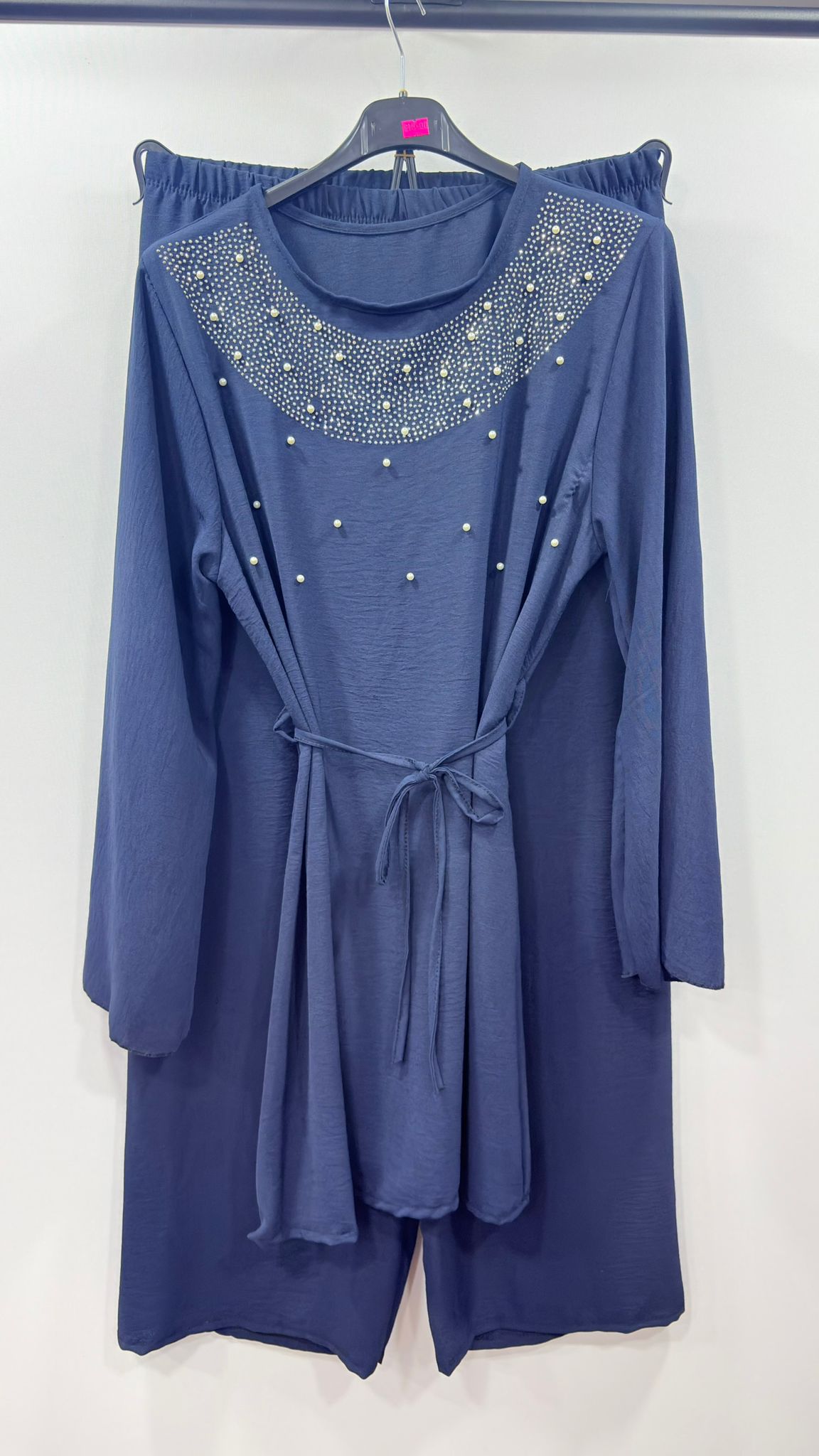 Pearl Embellished Tie-Waist Ladies Co-Ord Set