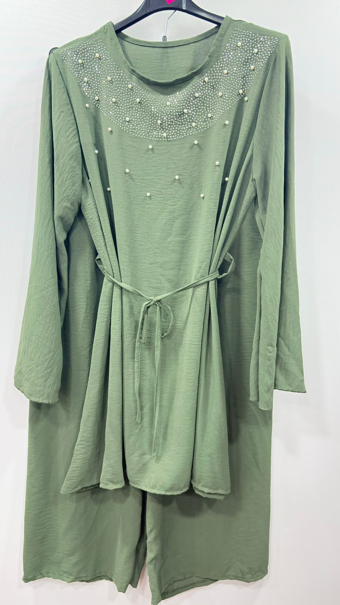 Pearl Embellished Tie-Waist Ladies Co-Ord Set