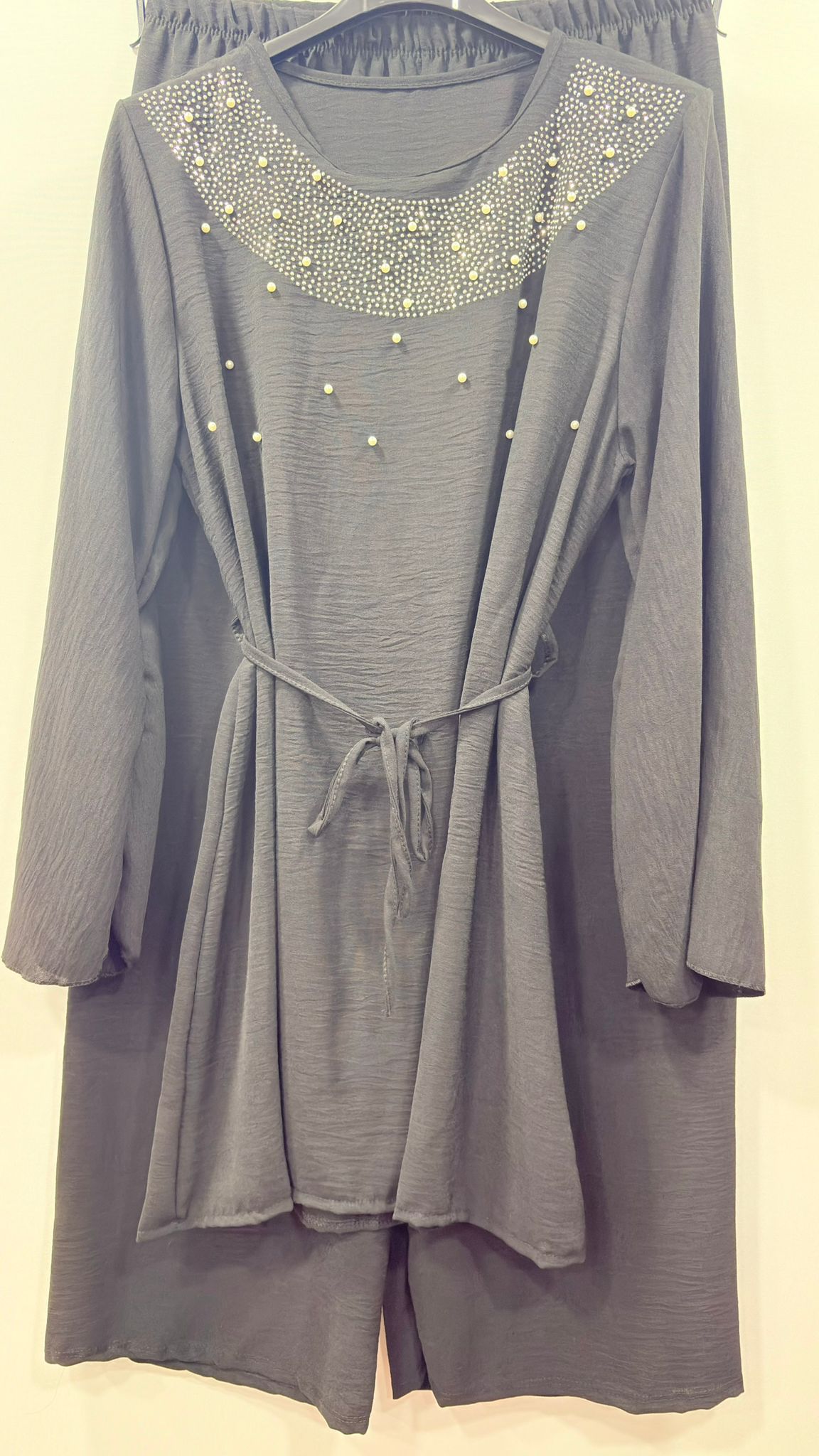 Pearl Embellished Tie-Waist Ladies Co-Ord Set