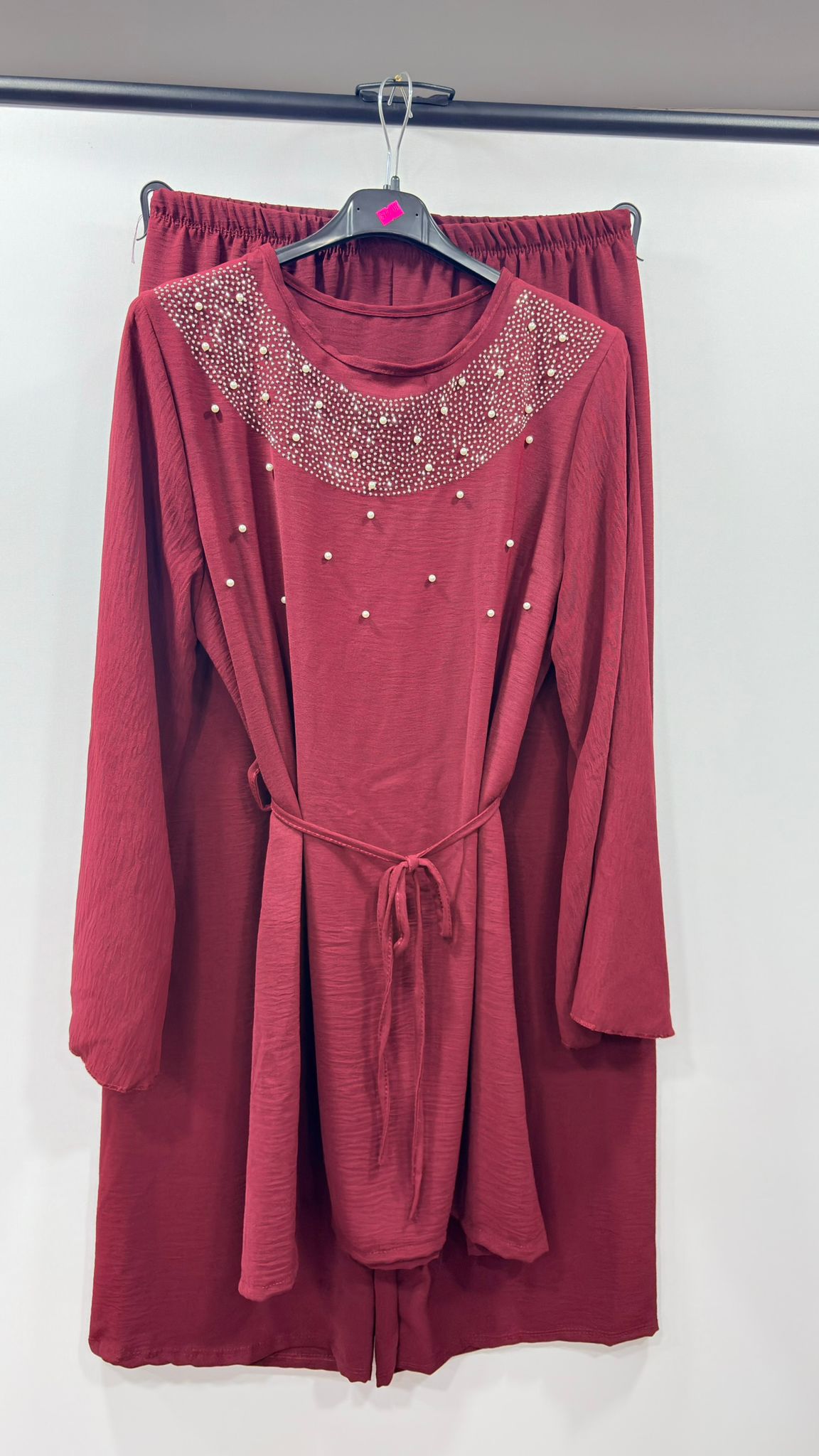 Pearl Embellished Tie-Waist Ladies Co-Ord Set