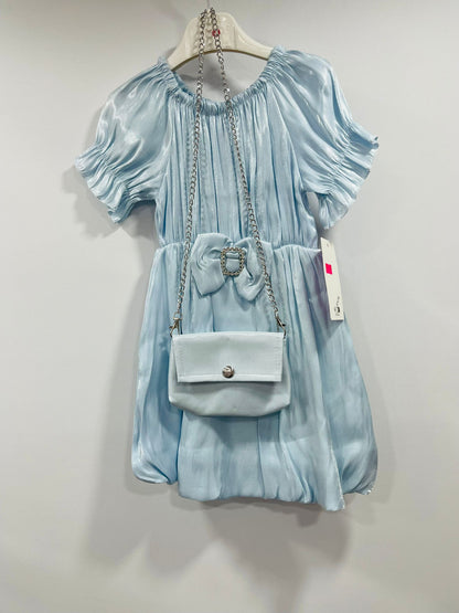 Girls Elegant Ruched Party Dress with Matching Crossbody Bag