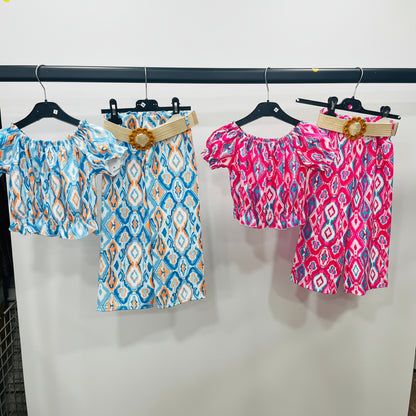 Colorful Off-the-Shoulder Matching Two-Piece Outfit