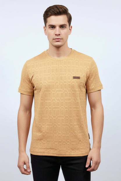 Premium Jacquard Knit Crew Neck T-Shirt