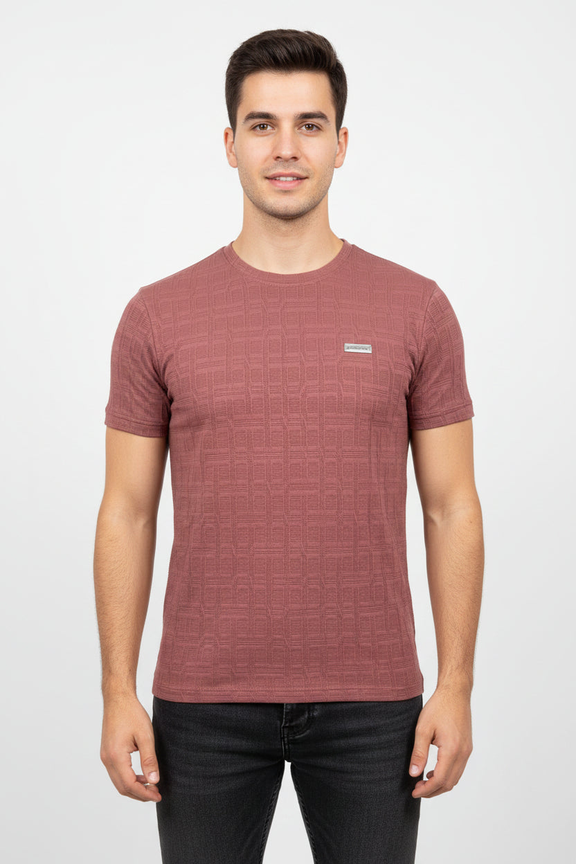 Premium Jacquard Knit Crew Neck T-Shirt