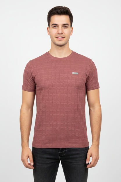 Premium Jacquard Knit Crew Neck T-Shirt