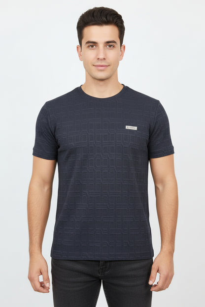 Premium Jacquard Knit Crew Neck T-Shirt