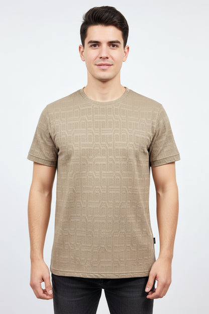 Premium Jacquard Knit Crew Neck T-Shirt