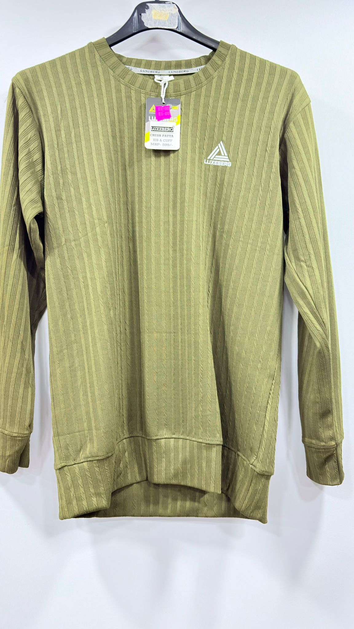 Luxeberg Textured Long-Sleeve Crew Neck Pullover
