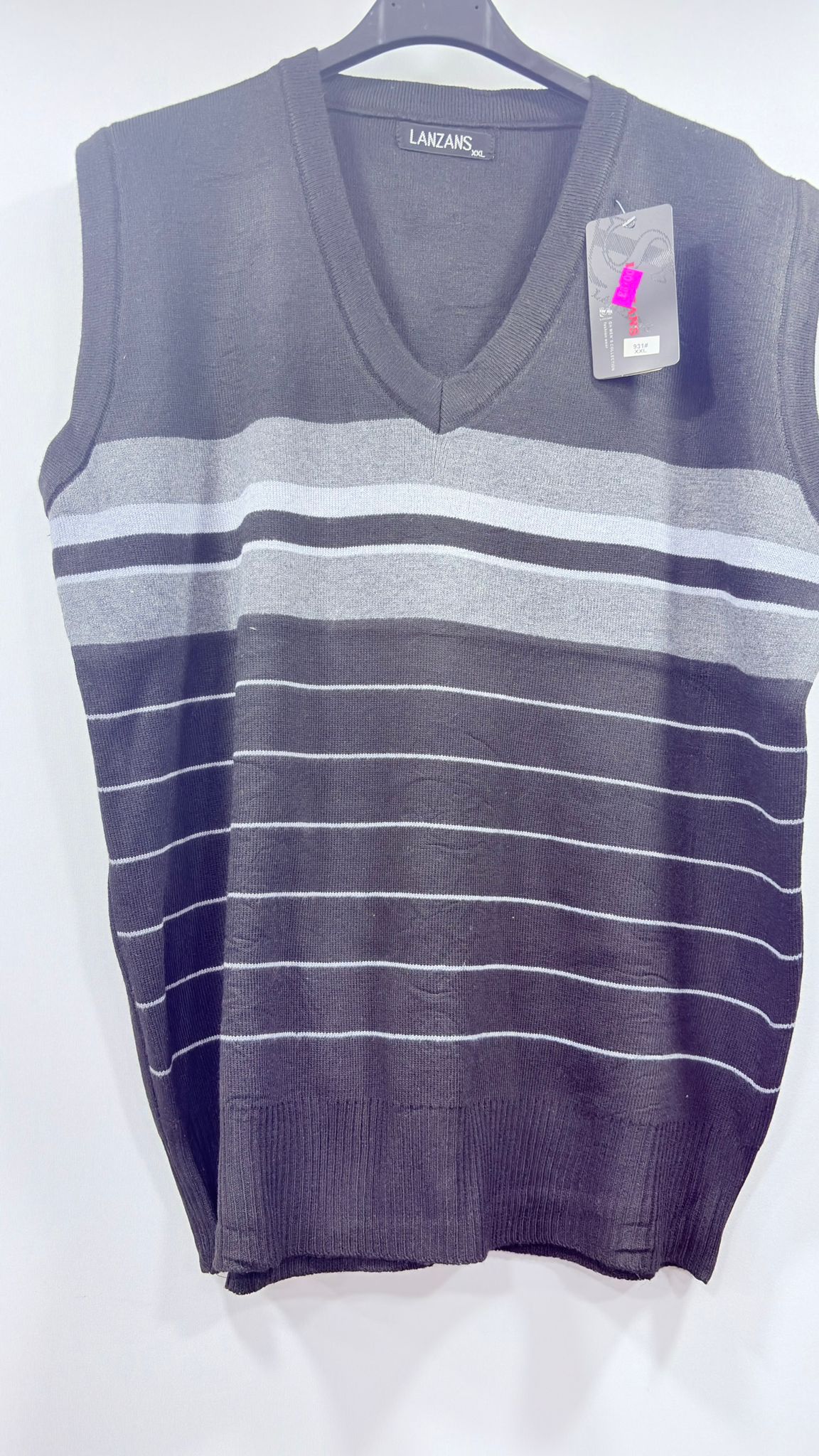 Classic V-Neck Knit Vest with Block Stripes