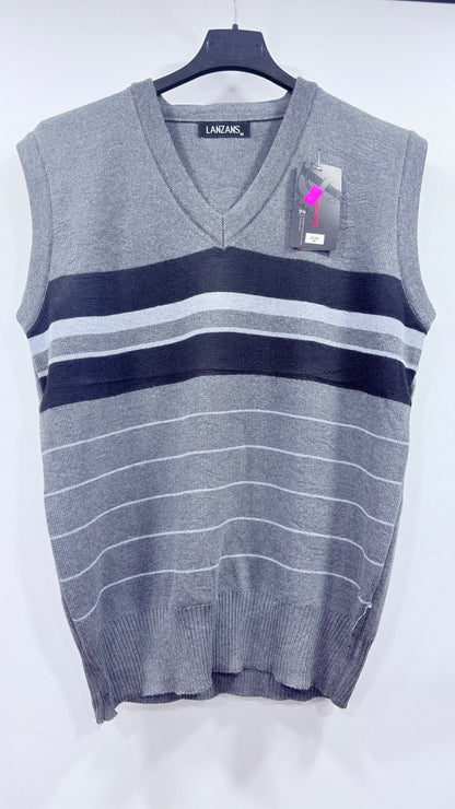 Classic V-Neck Knit Vest with Block Stripes