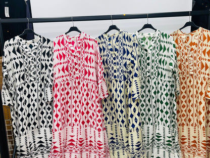 Women's Geometric Print Casual Maxi Dress