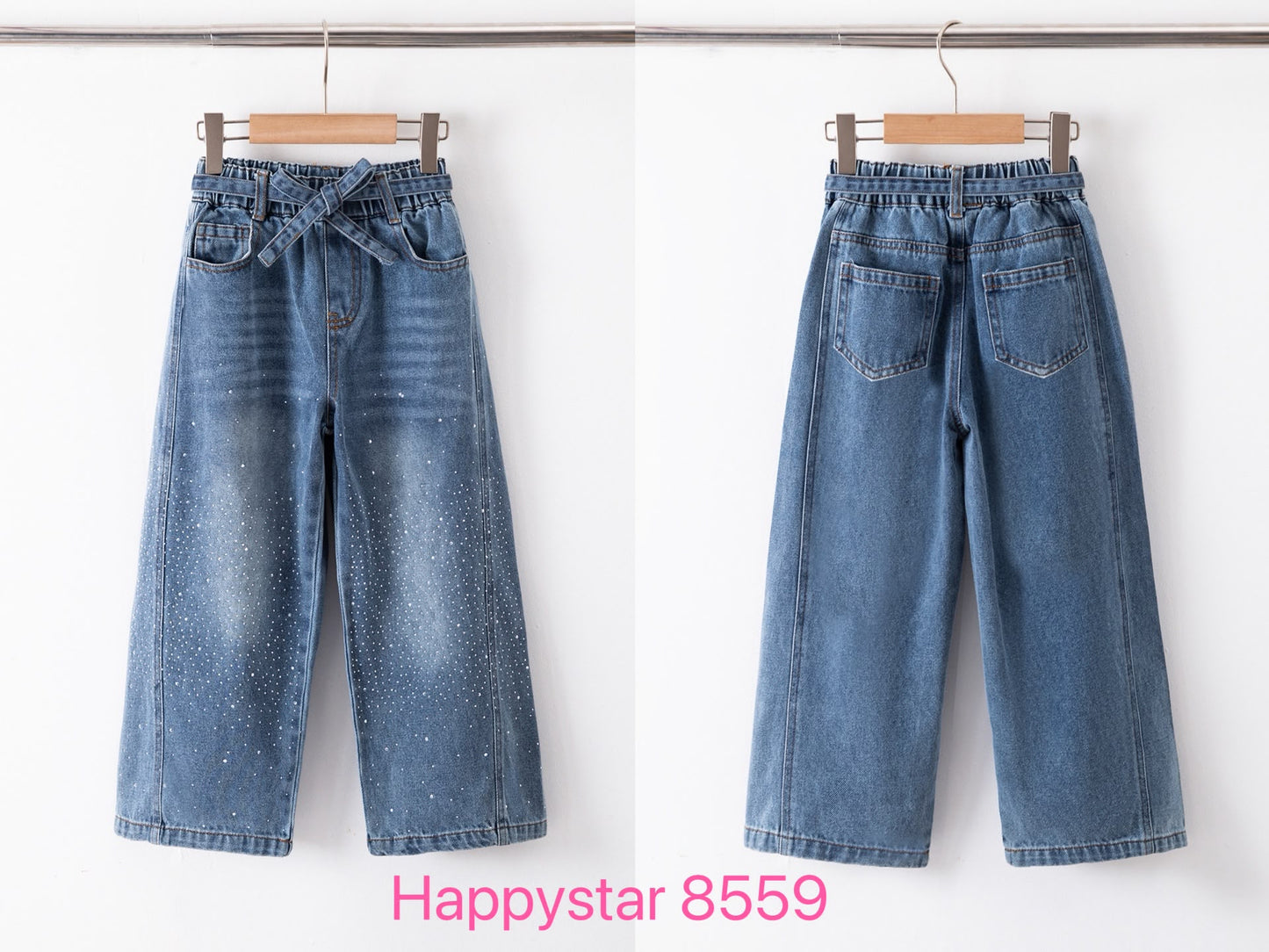Casual Sparkly High-Waist Kids Jeans