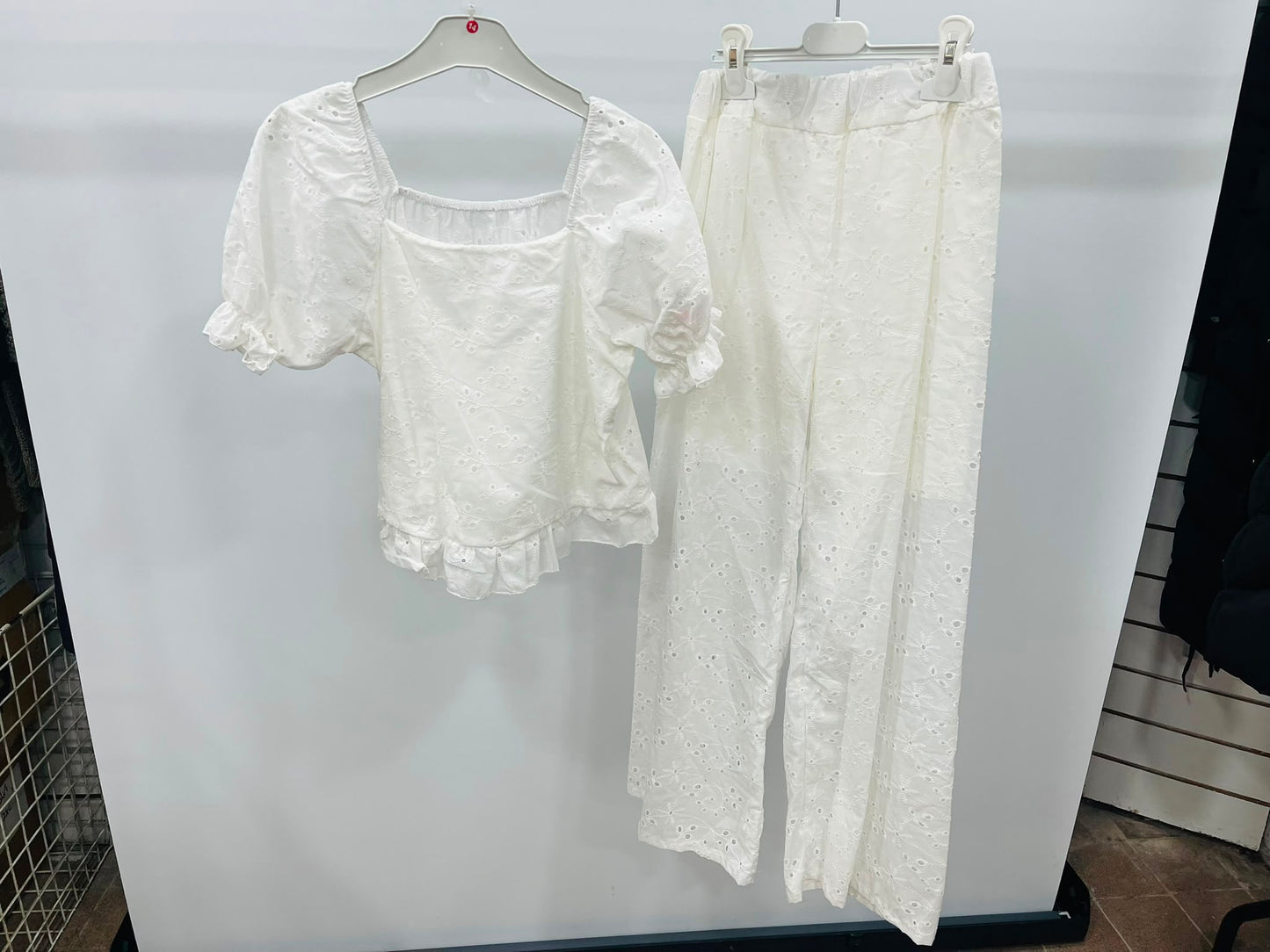 Summer Eyelet Lace Two-Piece Matching Outfit