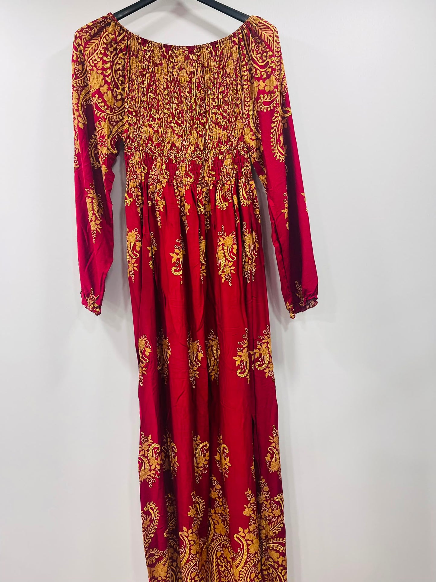 Floral Pattern Shirred Maxi Dress