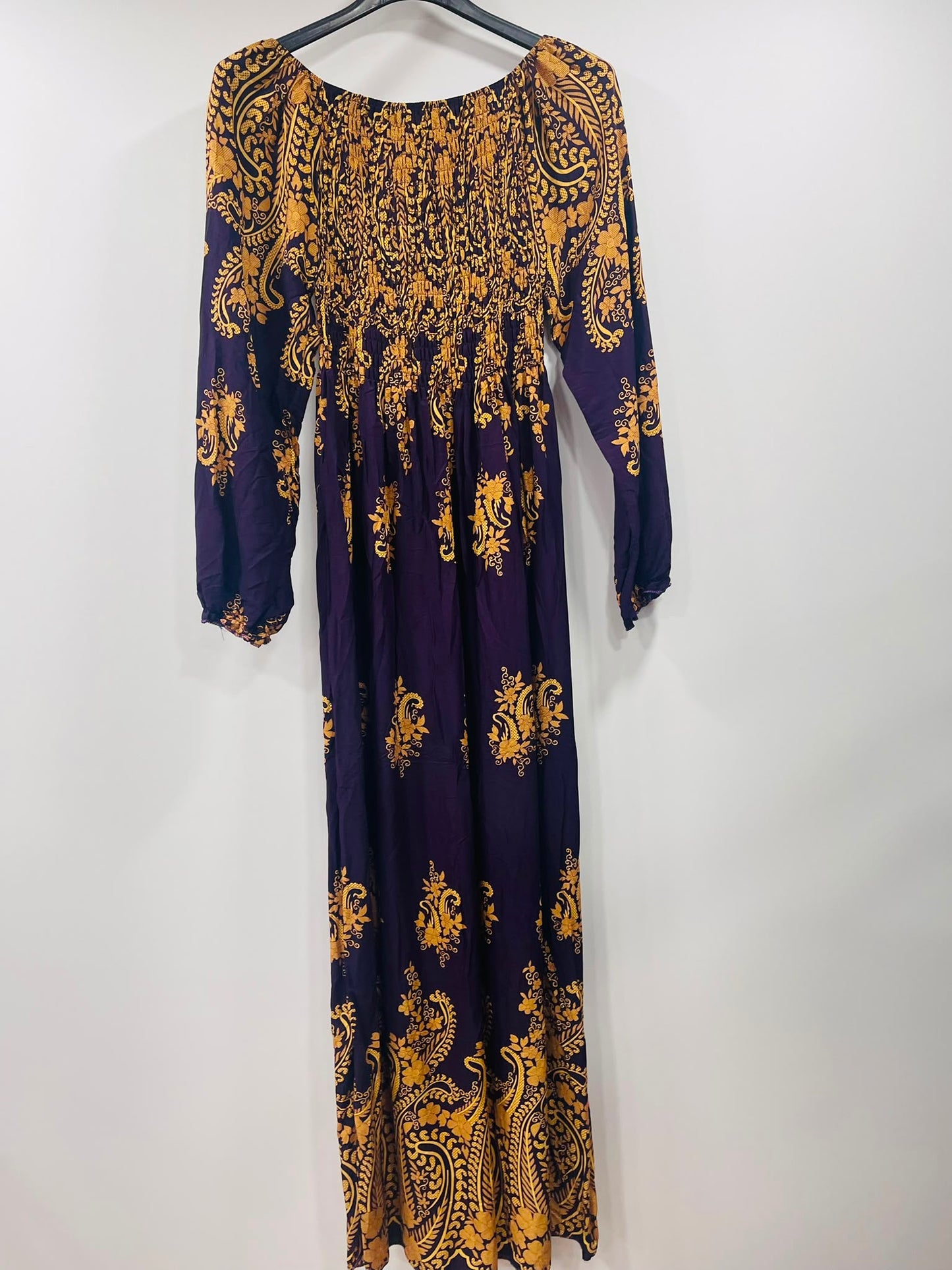 Floral Pattern Shirred Maxi Dress