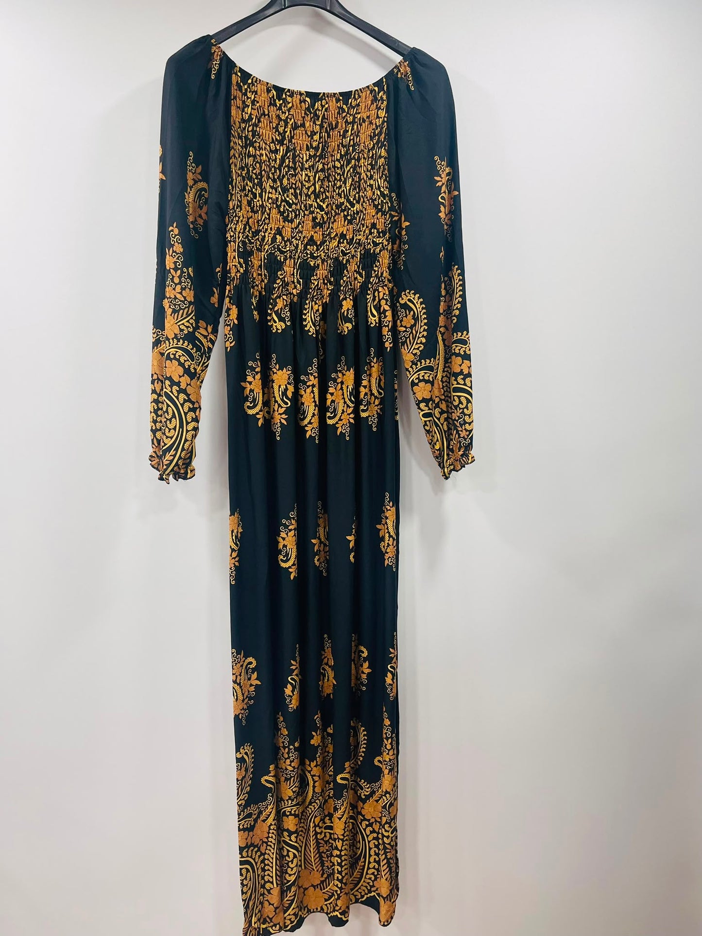 Floral Pattern Shirred Maxi Dress