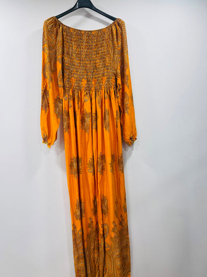 Floral Pattern Shirred Maxi Dress