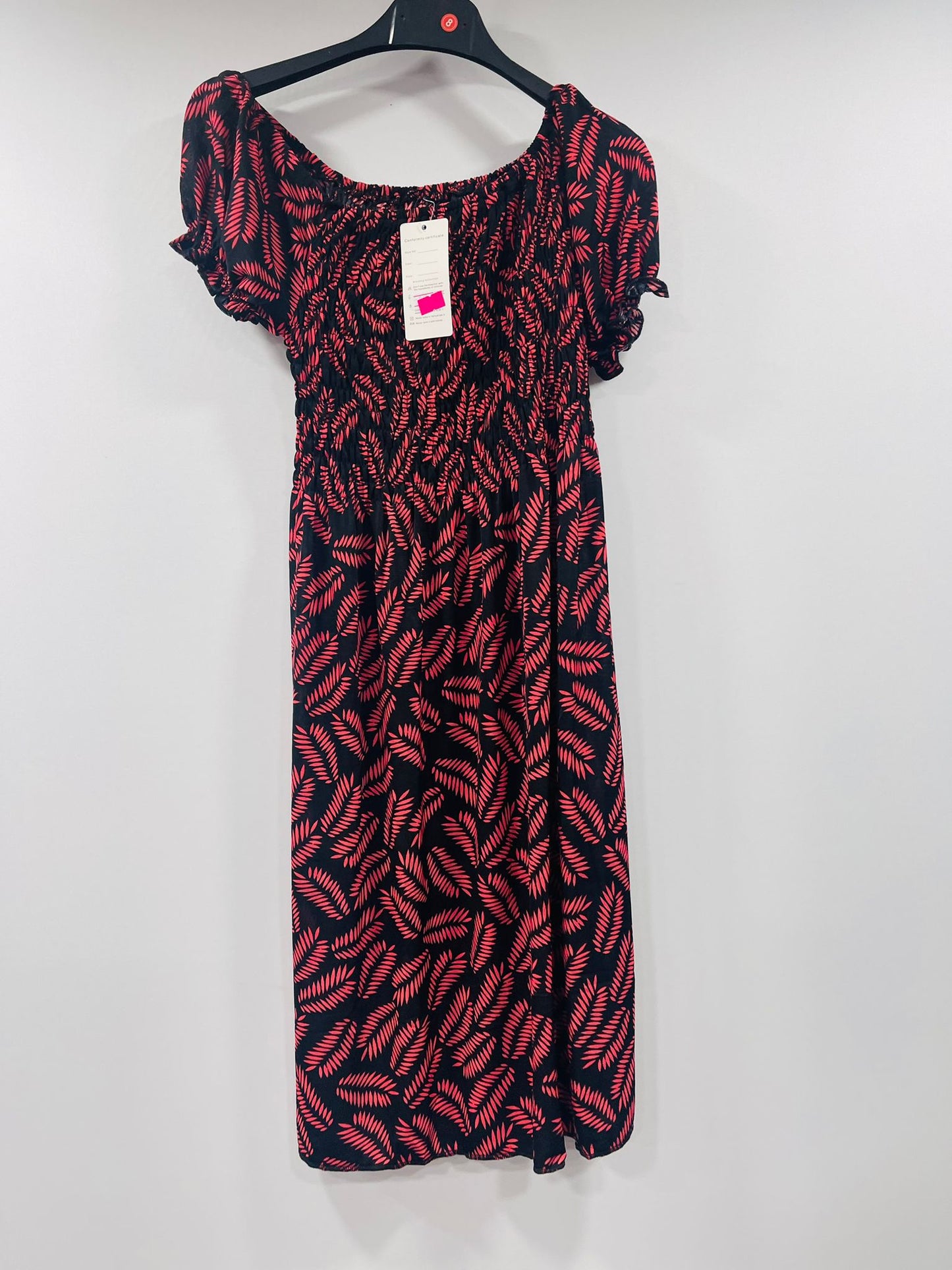 Casual Smocked Mini Dress with Fern Print