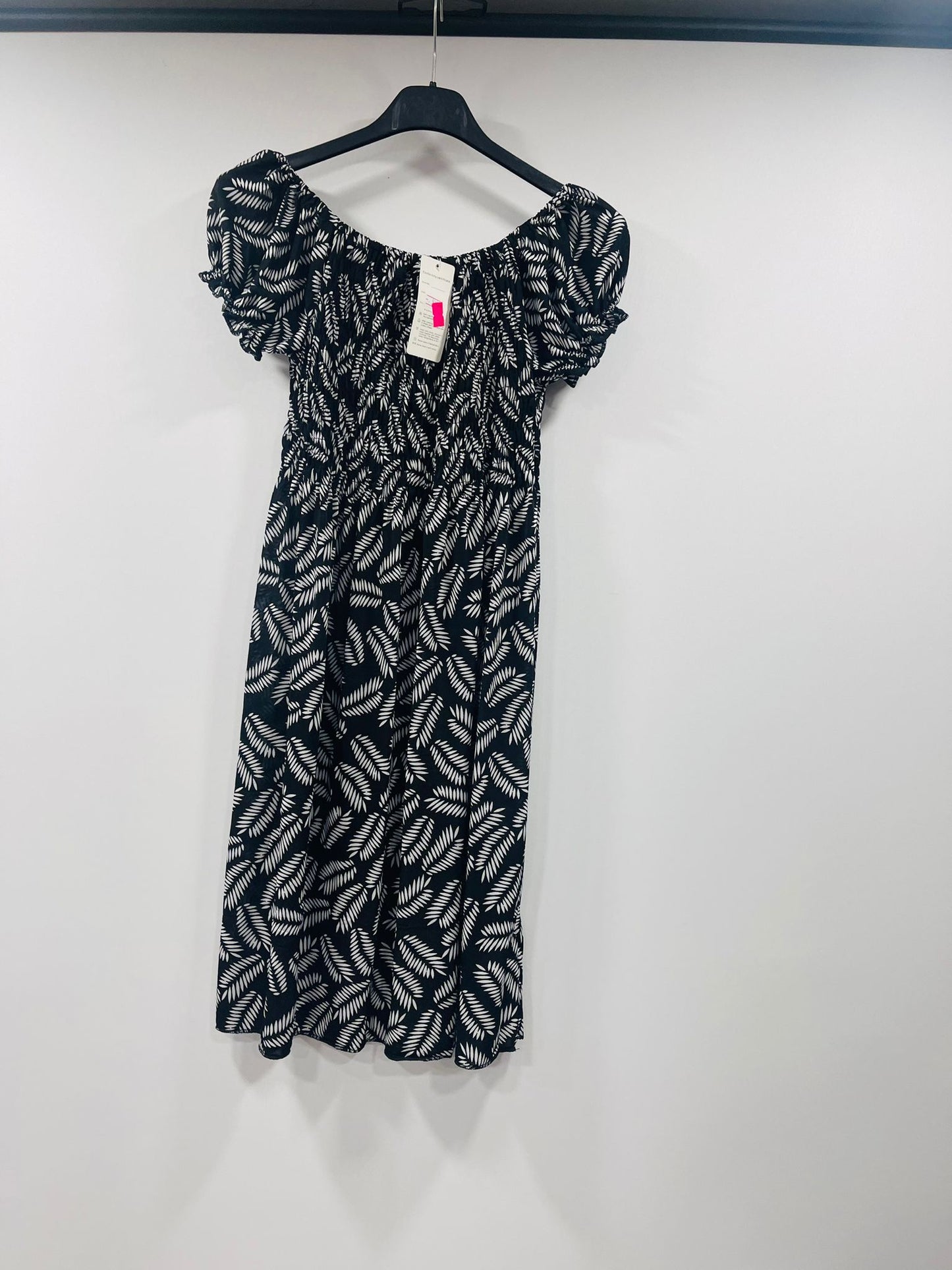 Casual Smocked Mini Dress with Fern Print