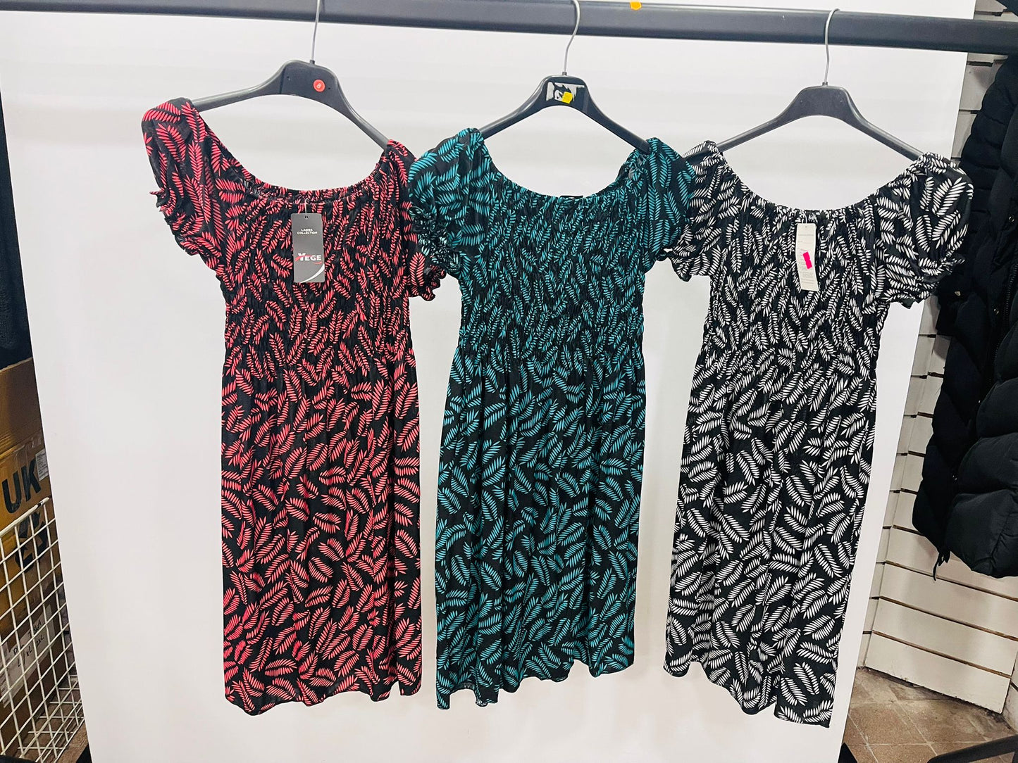 Casual Smocked Mini Dress with Fern Print