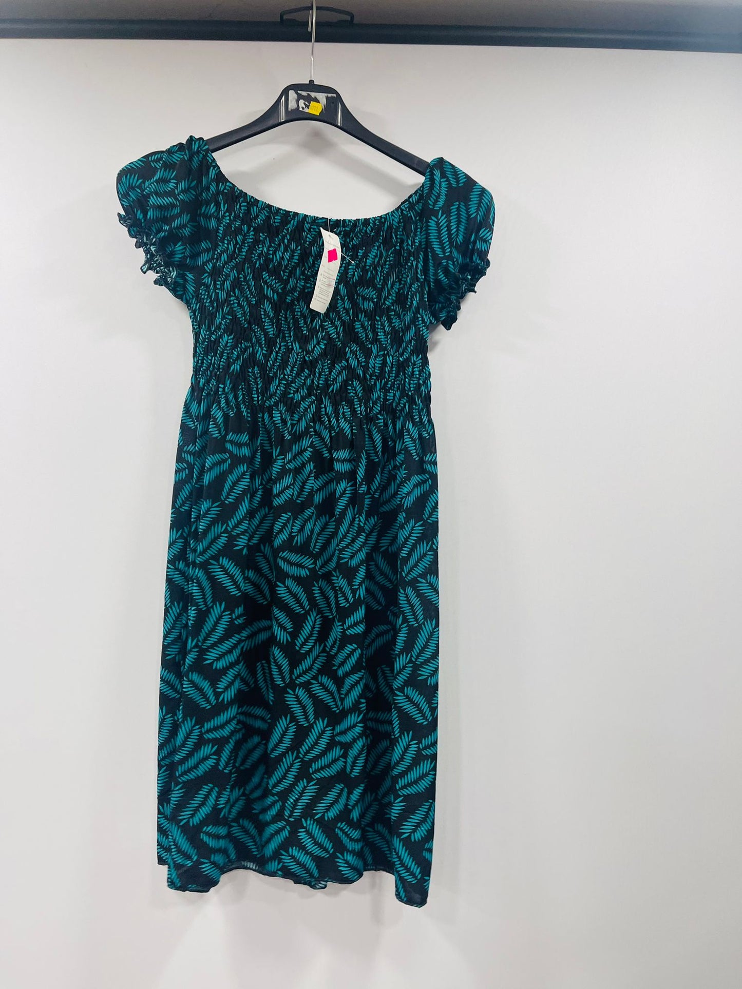 Casual Smocked Mini Dress with Fern Print