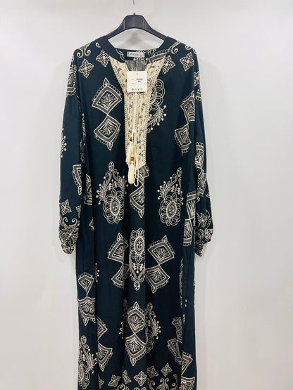 Women's Embroidered Printed Maxi Dress – Elegant Casual Wear